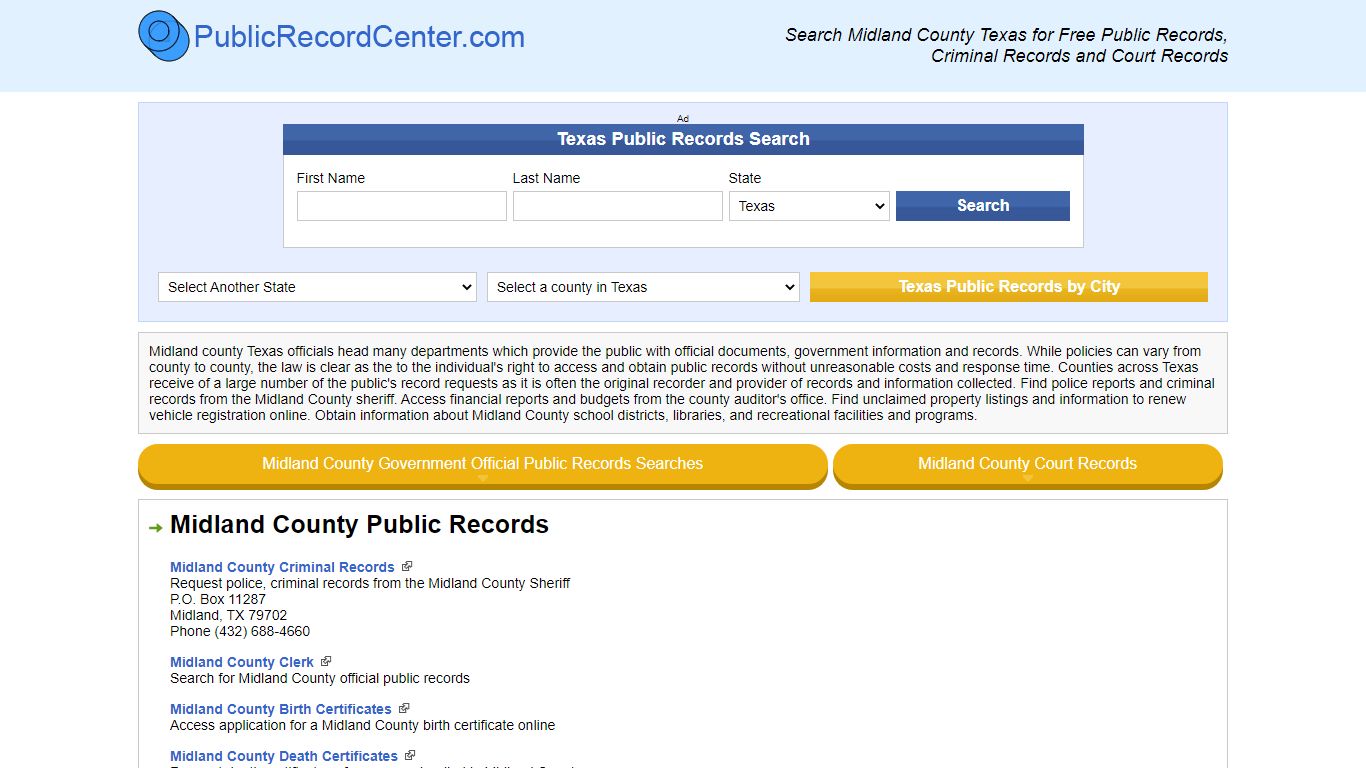 Midland County Texas Free Public Records - Court Records ...
